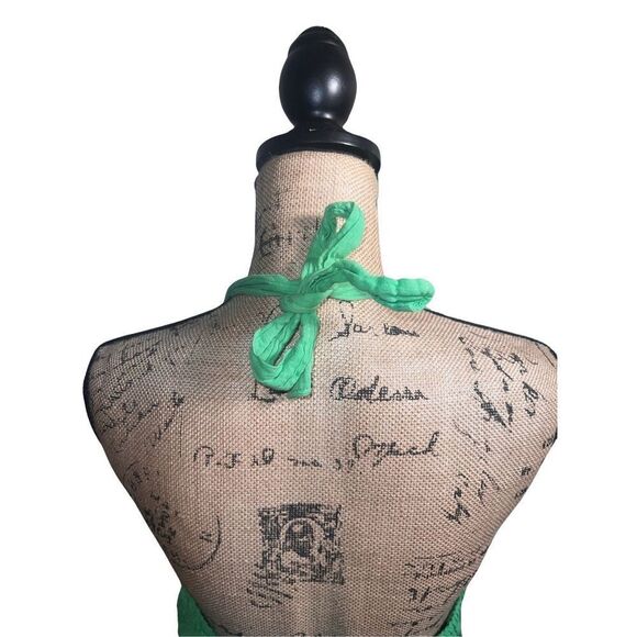 Mexican Bright Green Summer Hankerchief Crochet Halter Women’s Dress size large - Picture 9 of 9